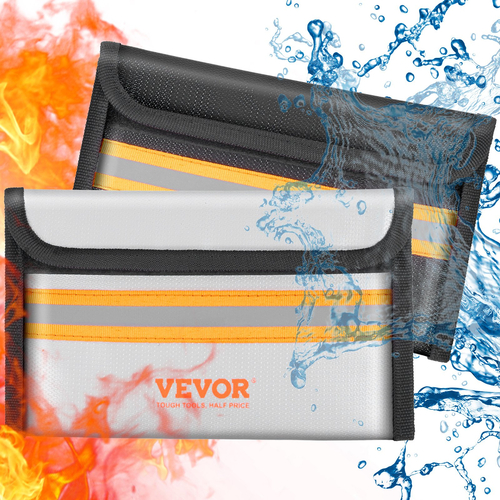 VEVOR Fireproof Document Bag, 2 τμχ 8&quot;x5&quot; Fireproof Money Bag 2000℉, πυρίμαχη και αδιάβροχη τσάντα με φερμουάρ και ανακλαστική ταινία, για χρήματα, έγγραφα, κοσμήματα και διαβατήριο