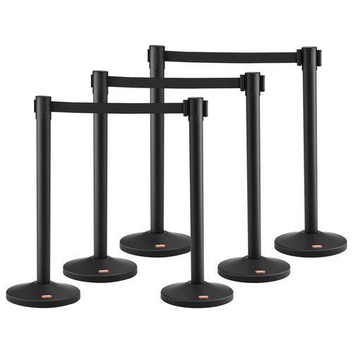 Βάση VEVOR Crowd Control Stanchion, 6-pack Crowd Control Barrier, Carbon Steel Painted Stanchion Queue Post with 3PCS 6.5FT Retractable Belt &amp; fillable Base, Belt Barrier Line Divider, Easy Συναρμολόγηση