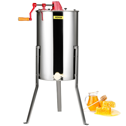 VEVOR Manual Honey Extractor, 3 Frames Honey Spinner Extractor, Ανοξείδωτο ατσάλι μελισσοκομική εξαγωγή, κυψελωτό τύμπανο με καπάκι, φυγοκεντρικός εξοπλισμός μελισσοκομίας με βάση ρυθμιζόμενου ύψους