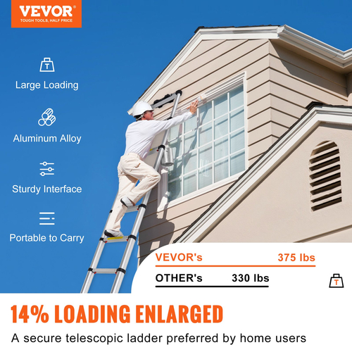 VEVOR Telescoping Ladder Aluminium Extension Step 12,5 ft Φορητό πολλαπλών χρήσεων