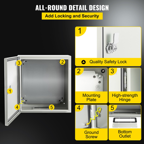 VEVOR NEMA Steel περίβλημα, 8 x 8 x 6 \&#039;\&#039; NEMA 4X Steel Electrical Box, IP66 Waterproof &amp; Dustproof, Outdoor / Indoor Electrical Junction Box