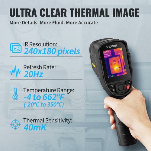 VEVOR Infrared Thermal Imager Θερμική κάμερα IR Ανάλυση 240x180 Οθόνη LCD 2,8