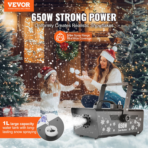 VEVOR Snow Machine 650W Handheld Handging Snow Making Machine for Holidays