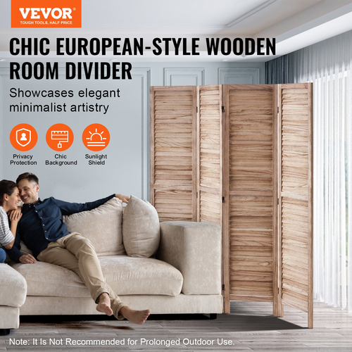 VEVOR Wood Divider Room Ξύλινο Privacy Screen 4 Panel Room Separation Divider