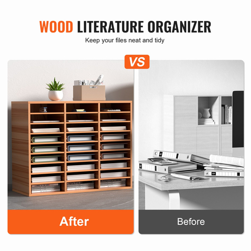 VEVOR Wood Literature Organizer File Sorter Βάση αποθήκευσης χαρτιού 27 υποδοχές Λευκό