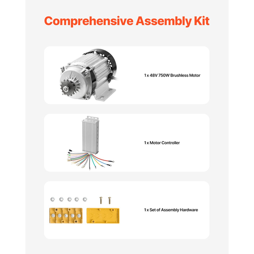 VEVOR 750W Electric Brushless DC Motor Kit 48V 2700rpm με αναβαθμισμένο χειριστήριο