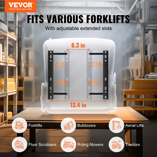 VEVOR Universal Forklift Seat, αναδιπλούμενο κάθισμα τρακτέρ με ρυθμιζόμενη γωνία πλάτη και μικροδιακόπτης, 6,3-13,4 ιντσών Άνετο κάθισμα περονοφόρου με εκτεταμένη υποδοχή για Tractor Loader Excavator