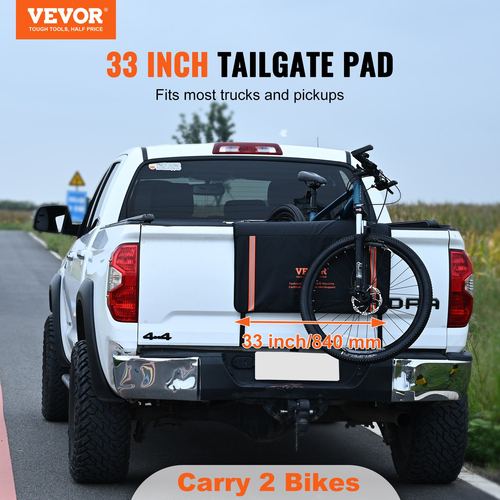 VEVOR Tailgate Bike Pad, 840 mm Truck Tailgate Pad Carry 2 Mountain Bikes, Pail Protection Pack με ανακλαστικές λωρίδες και τσέπες εργαλείων, Universal μαξιλαράκι πίσω πόρτας για φορτηγά μικρού μεγέθους