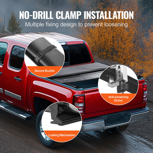 Κάλυμμα κρεβατιού VEVOR Truck, Roll Up Truck Bed Tonneau Cover, Συμβατό με 2019-2024 Chevy Silverado GMC Sierra 1500 (NOT FIT 19-24 Classic), για κρεβάτι 5,8 x 5,3 ft, Μαλακό PVC, Roll Up Cover Tonneau