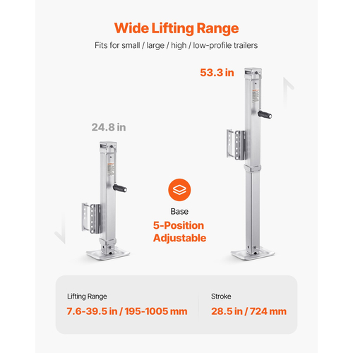 VEVOR Trailer Jack Bolt-on Trailer Tongue Jack 8000 lbs Static Load 28,5&quot; Ταξίδι