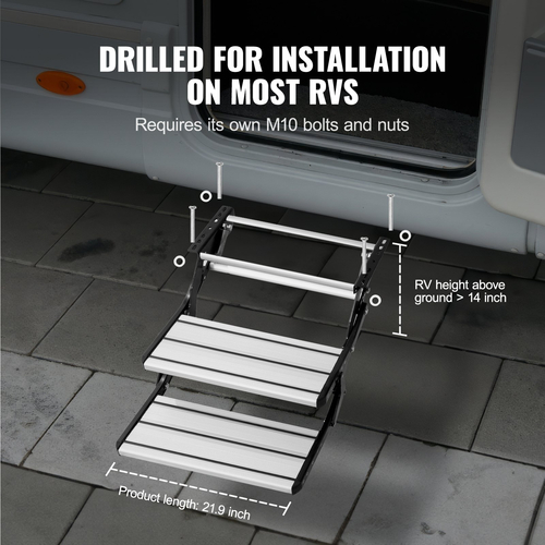 Εγχειρίδιο VEVOR RV Steps 2-Step Retractable RV Stairs 440 LBS RV Trailer Camper