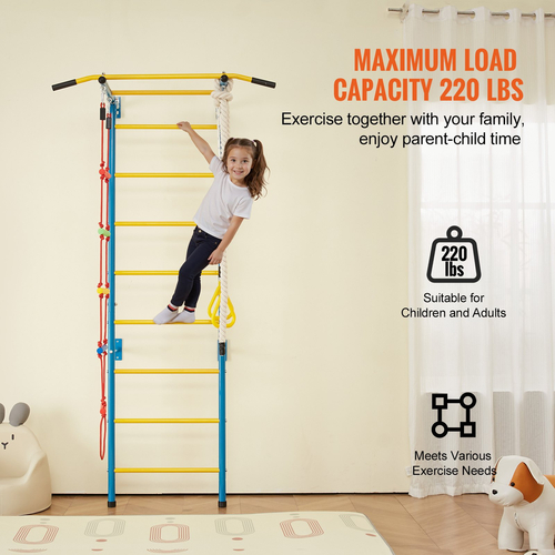 VEVOR Wall Gym for Kids 5 in 1 Steel Indoor Kids Gym for Exercise Climbing Games