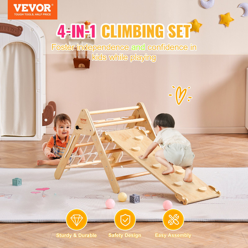 VEVOR Pikler Triangle Set 4 σε 1 Montessori αναρριχητικά παιχνίδια για νήπια 1-3 ετών