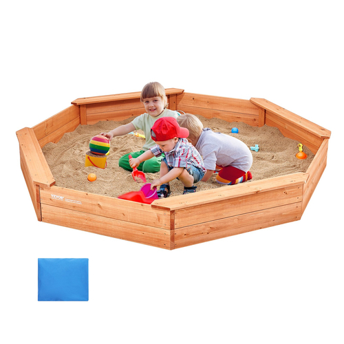 VEVOR Ξύλινο Sandbox με κάλυμμα Octagonal Sand Box Sand Pit Outdoor Ηλικίες 3-12