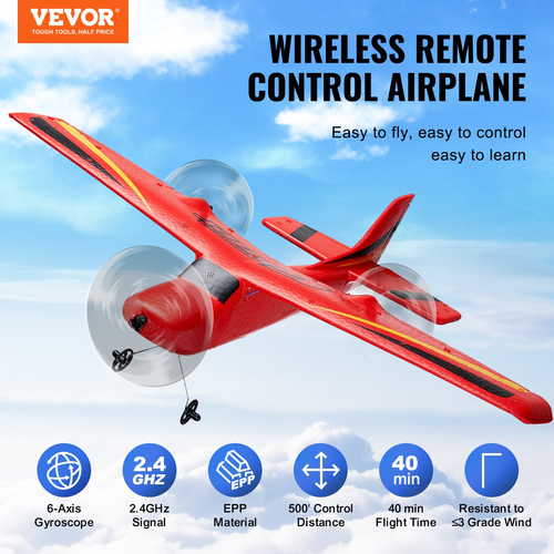 VEVOR RC Airplane EPP Foam RC Plane Toy με τηλεχειριστήριο 2,4 GHz 2 μπαταρίες