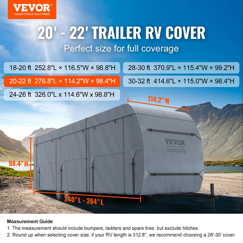 Κάλυμμα τροχόσπιτου VEVOR Trailer Travel Camper Αδιάβροχο κάλυμμα τροχόσπιτου 20&#039;-22&#039; Class A RV