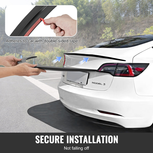 VEVOR GT Wing Spoiler Car, Spoiler 48,2 ιντσών, Συμβατό με Tesla Model 3, Υλικό ABS υψηλής αντοχής, Βαφή ψησίματος, Πτέρυγα πίσω αεροτομής αυτοκινήτου, Αγωνιστικά σπόιλερ για αυτοκίνητα, Μαύρο ματ