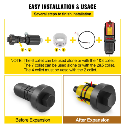 VEVOR Hydraulic Exhaust Pipe Expander, 1-5/8&quot; έως 4-1/4&quot; Μέγεθος, 10 T πεντάλ αντλία περιλαμβάνεται με 4 μήτρες, 2 θήκες αποθήκευσης για χάλκινους σωλήνες αλουμινίου στην επισκευή αυτοκινήτων