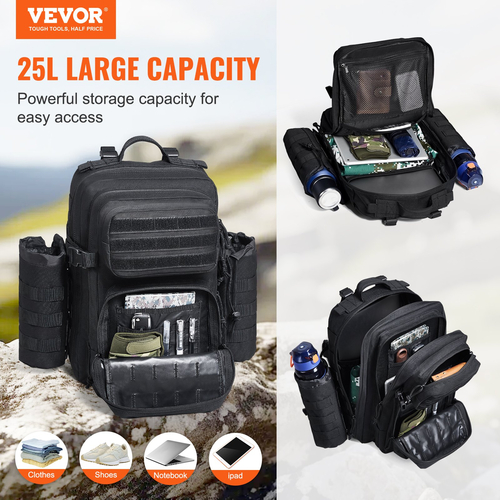 VEVOR Tactical Backpack 25L Military Backpack με Molle Mode &amp; 3 διαμερίσματα