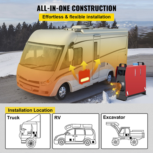 VEVOR 5KW Diesel Air Heater, All in One Σιγαστήρα 12V Diesel Heater Parking, Diesel Heater Remote Control with LCD Switch