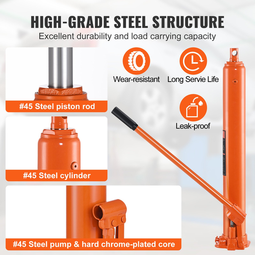 VEVOR Hydraulic Long Ram Jack, κύλινδρος ανύψωσης κινητήρα 4 τόνων με μονοέμβολη αντλία και επίπεδη βάση, υδραυλικός κύλινδρος εμβόλου για ανυψωτικά μηχανών ανύψωσης, υδραυλικοί γερανοί γκαράζ/καταστημάτων, μηχανικοί, αγροκτήματος