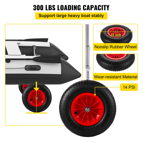 VEVOR Boat Launching Wheel, 15&quot; Boat Transom Launching Wheel, 300 LBS Loading Capacity Fflatable Boat Launch Wheels, κράμα αλουμινίου Transom Launching Dolly Wheels με 4 τμχ καρφίτσες γρήγορης αποδέσμευσης