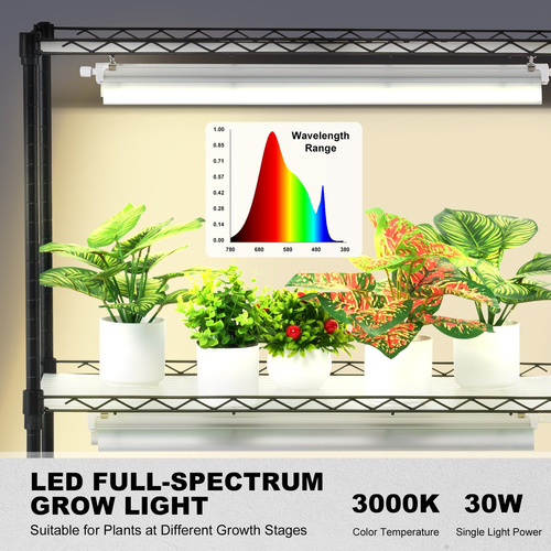 Βάση φυτών VEVOR με Grow Lights 4 επιπέδων 90W 59&quot; Ψηλό ράφι ανάπτυξης φυτών