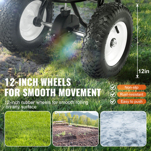 VEVOR Broadcast Spreader, 80 LB Walk-Behind Turf Spreader με 12&quot; τροχούς, Steel Push Fertilizer Spreader, Garden Seder και Salt Spreader, Σχεδιασμένο για κατοικίες, αγροκτήματα και σκληρό έδαφος, μαύρο