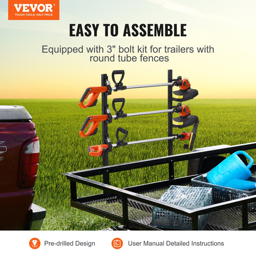 Βάση κοπής VEVOR, 3 Θέσεις Weeder Trimmer Rack, Locking Trim Holder Landscape Rack Carrier Mount on Open Pickup/Trailer Enclosed Trailers, Pair