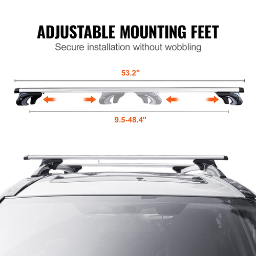 VEVOR Universal Roof Rack Crossbar 53,2&quot; μήκους για όχημα με υπερυψωμένη πλαϊνή ράγα