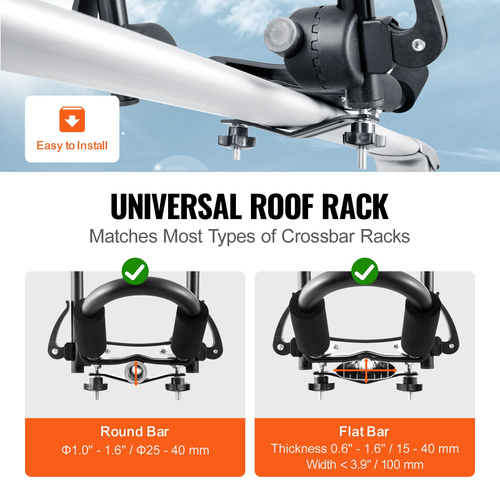 VEVOR Kayak Roof Rack 1 Pair J-Bar, Soft Roof Rack Quick Folding, Top Mount Tie Down, Carrier for kayak, Surf Board, Canoe, SUP, Ski Board, Mount on Car, SUV, Truck, 1 Kayak