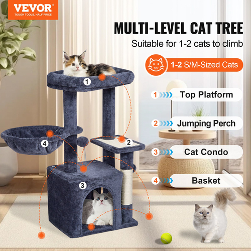 VEVOR Cat Tree 31,4&quot; Cat Tower with Cat Condo Sisal Scratching Post Dark Grey