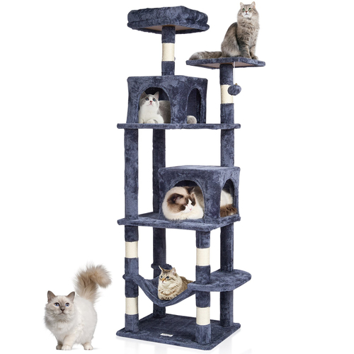 VEVOR Cat Tree 63&quot; Cat Tower with 2 Cat Condos Sisal Scratching Post Ανοιχτό γκρι