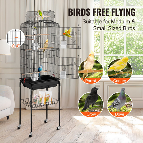 VEVOR Large Bird Cage 62 σε Rolling Metal Parakeet Cage for Cockatiels Parrot