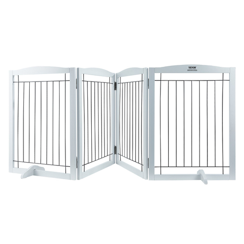 VEVOR Free Standing Dog Gate 32x96,5 ιντσών Ανεξάρτητη Πύλη Pet Πτυσσόμενη Λευκή