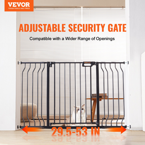 VEVOR Baby Gate, 29,5&quot;-53&quot; Extra Wide, 30&quot; High, Dog Gate για σκάλες Πόρτες και σπίτι, Easy Step Walk Thru Auto Close Child Gate Πύλη ασφαλείας κατοικίδιων ζώων με κιτ τοποθέτησης πίεσης και κιτ τοποθέτησης στον τοίχο, μαύρο