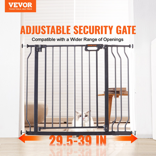 VEVOR Baby Gate, 29,5&quot;-39&quot; Extra Wide, 30&quot; High, Dog Gate για σκάλες Πόρτες και σπίτι, Easy Step Walk Thru Auto Close Child Gate Πόρτα ασφαλείας κατοικίδιων ζώων με κιτ τοποθέτησης πίεσης και κιτ τοποθέτησης στον τοίχο, μαύρο