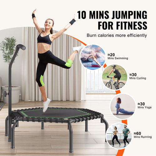 VEVOR 54,5&quot; Mini Fitness Trampoline Adults Indoor Exercise Rebounder with Handle