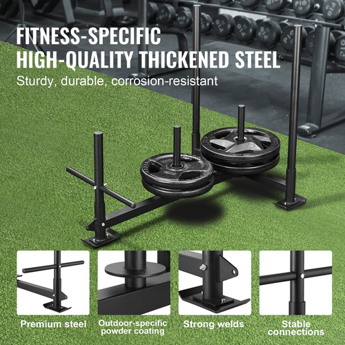 Sled VEVOR Weight Training, Pull Push Power Sled with Handle, Fitness Strength Trainsition training, Steel Workout Εξοπλισμός για Αθλητική Άσκηση &amp; Βελτίωση Ταχύτητας, Fit for 2&quot; Weight Plate, Μαύρο