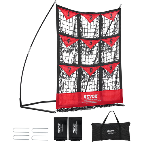 VEVOR 9 Hole Baseball Net, 36&quot;x30&quot; Softball Baseball Training Equipment for Hitting Pitching Practice, Φορητό βοήθημα γυμναστικής γρήγορης συναρμολόγησης με τσάντα μεταφοράς, Strike Zone, Ground Stakes, για νέους ενήλικες