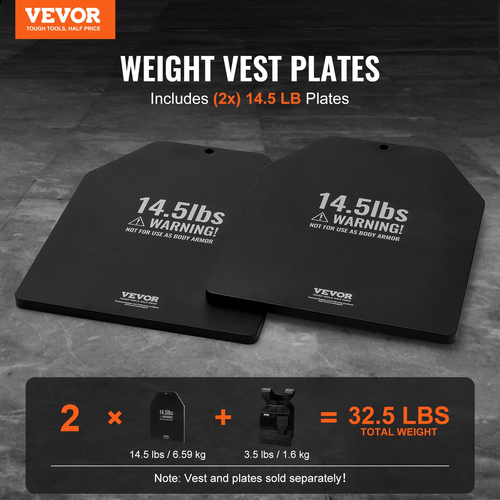 VEVOR Weight Vest Plates for Strength Trainning Running Workout 2x14,5 LB Plates