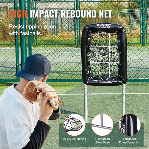 VEVOR 9 Hole Baseball Net, 21&quot;x29&quot; Softball Baseball Training Equipment for Hitting Pitching Practice, Heavy Duty Height Adjustable Trainer Aid with Strike Zone &amp; 4 Ground Stakes, για νέους ενήλικες