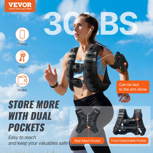 VEVOR 30lb Weighted Γιλέκο για Άντρες Γυναικεία Εξοπλισμός προπόνησης για προπόνηση δύναμης