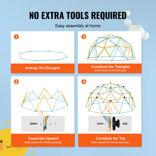 VEVOR Climbing Dome, 10FT Geometric Dome Climber Play Center για παιδιά 3 έως 10 ετών, Jungle Gym Supports 750LBS and Easy Assembly, with Climbing Grip, Outdoor Backyard Play Equipment for Children