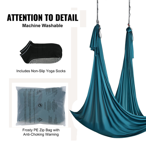 VEVOR Aerial Yoga Hammock &amp; Swing, 5,5 Yards, Aerial Yoga Starter Kit με 100gsm Nylon Fabric, Full Rigging Hardware &amp; Easy Set-up Guide, Antigravity Flying for All Levels Fitness Bodybuilding, Green