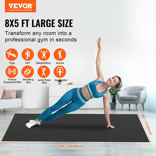 VEVOR Exercise Mat, αντιολισθητικό χαλάκι γιόγκα, γυμναστήριο, πιλάτο, γυμναστήριο (8x5 πόδια)