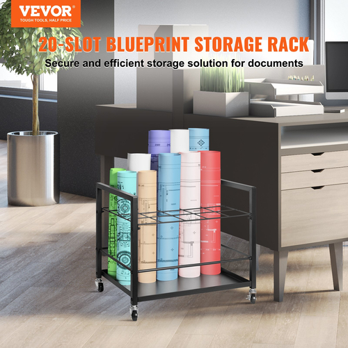 VEVOR Blueprint Storage Rack 20 Slots Θήκη αρχείων ρολού για κινητά για αρχιτεκτονικά