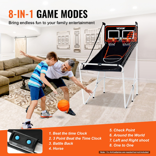 VEVOR Foldable Indoor Double Shot Arcade Παιχνίδι Μπάσκετ 2 Παίκτες 4 Μπάλες