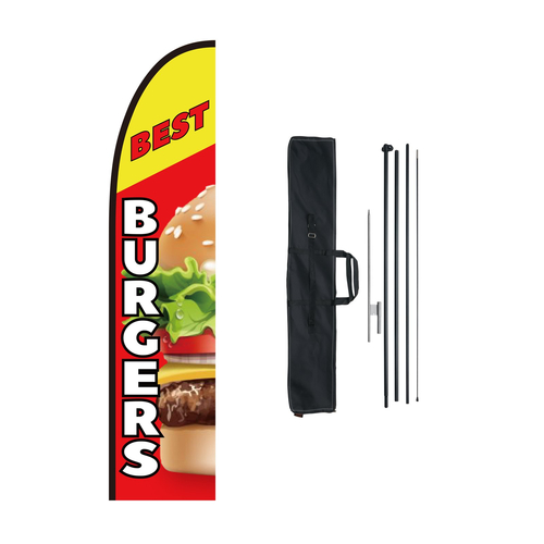 VEVOR Burger Restaurant Advertising Feather Flag Kit Swooper Flag Poles 16,3 FT