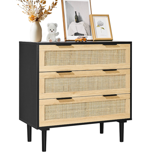 Συρταριέρα VEVOR Rattan Dresser Natural Rattan Closet Dresser 3 Συρτάρια για υπνοδωμάτιο